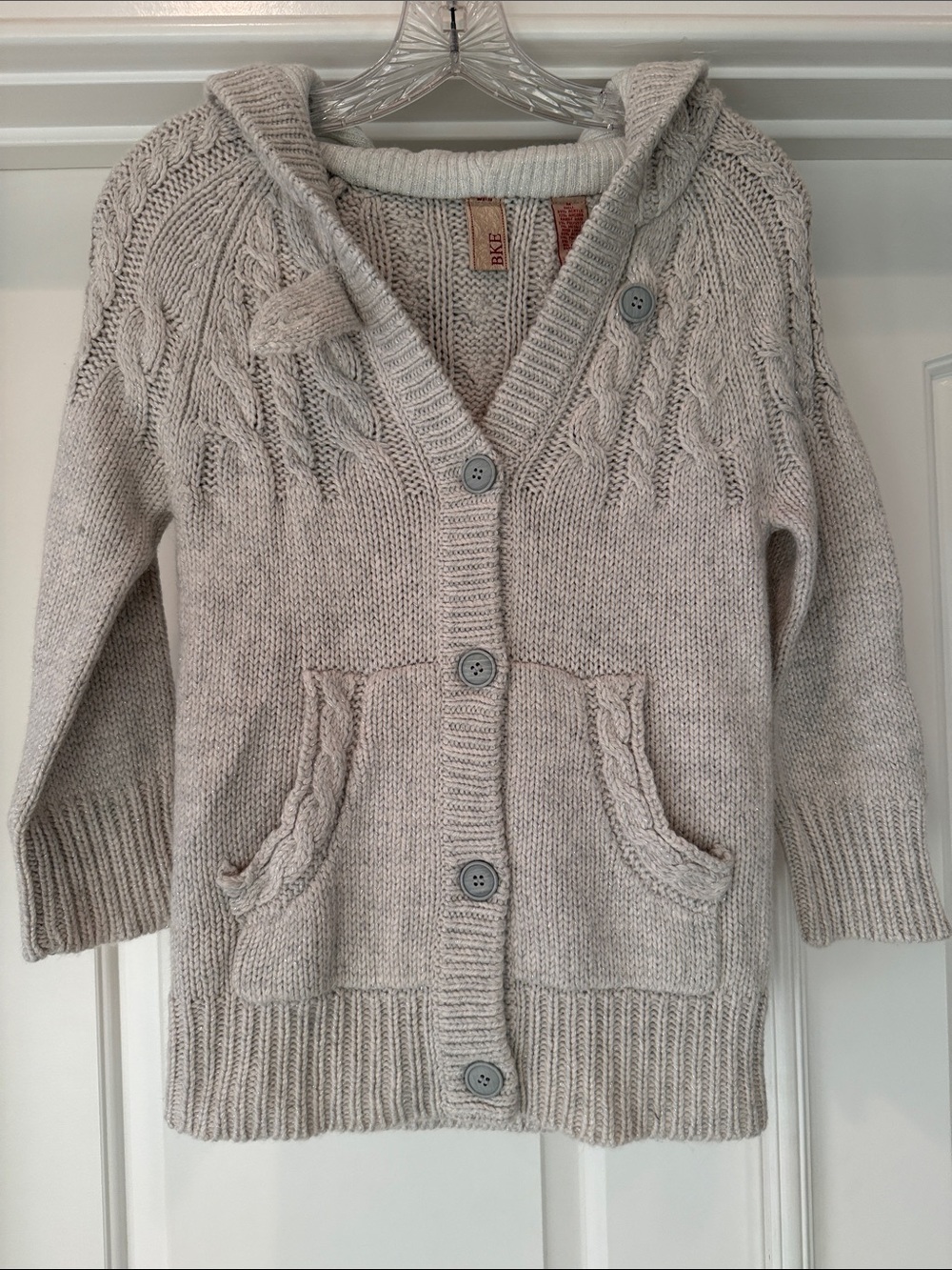 BKE Cable-Knit Hooded Cardigan